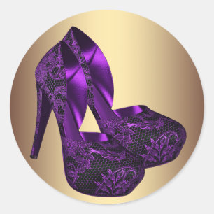 Lila und Goldene High Heel Schuh Aufkleber