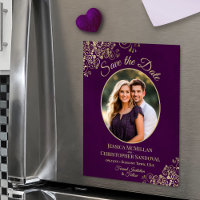 Lila und Goldene Hochzeit Save-Date Oval-Foto