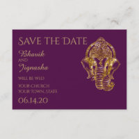 Lila und goldene indische Hochzeit retten das Datu