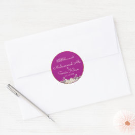 Lila und goldene islamische Hochzeit Runder Aufkleber