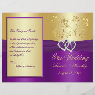 Lila und goldene Joined Hearts Wedding