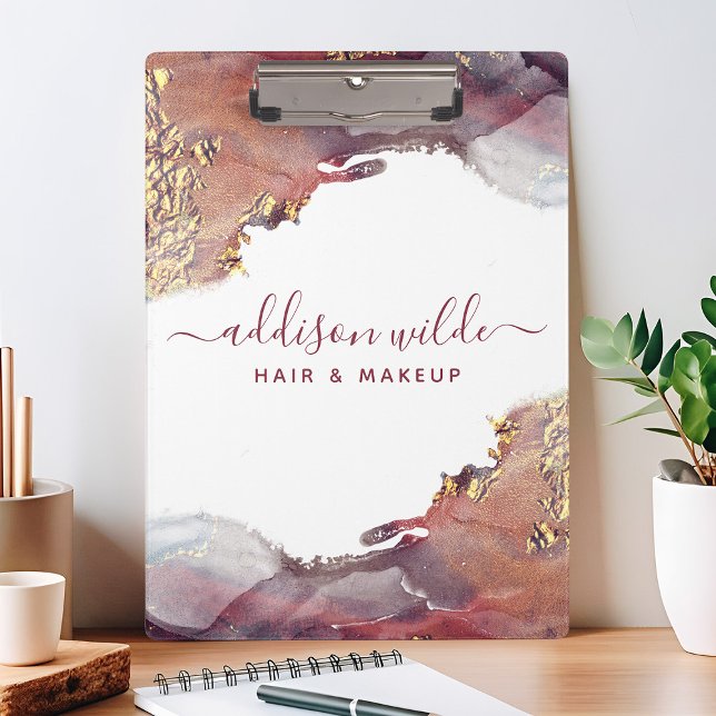 Lila und goldene, moderne Kunst Flüssige Aquarellf Klemmbrett (Von Creator hochgeladen)