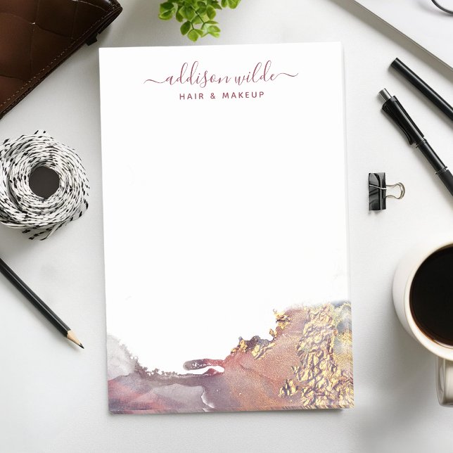 Lila und goldene, moderne Kunst Flüssige Aquarellf Post-it Klebezettel (Von Creator hochgeladen)