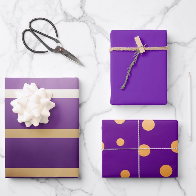 Lila und goldene Pflaume Geschenkpapier Set (Vorderseite)
