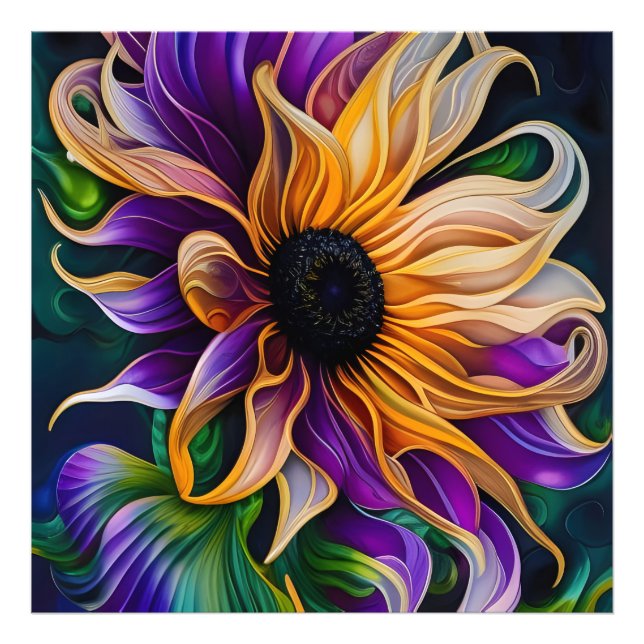 Lila und goldene Sonnenblumen Fotodruck (Vorne)