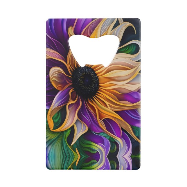 Lila und goldene Sonnenblumen Geldbeutel Flaschenöffner (Vorderseite)