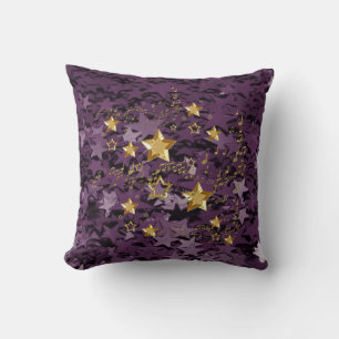 Lila und goldene Stars Plateaukissen Kissen