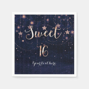 Lila und goldene Sternenhimmel-Süße-16-Party Serviette