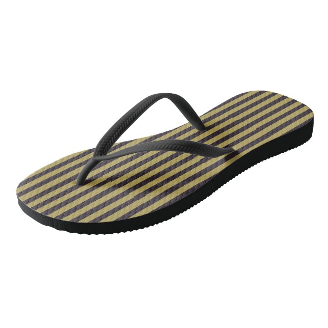 Lila und goldene Streifen Flip Flops (Schrägansicht)