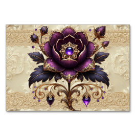 Lila und goldene Tischnummer