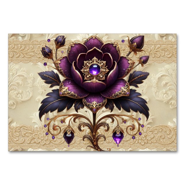 Lila und goldene Tischnummer (Vorderseite)