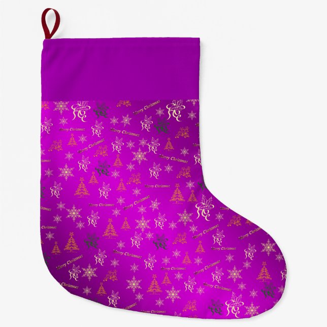 lila und goldene Weihnachten Großer Weihnachtsstrumpf (Vorderseite)