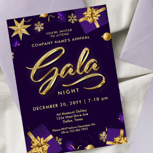 Lila und goldene Weihnachtsgala Party Business Einladung