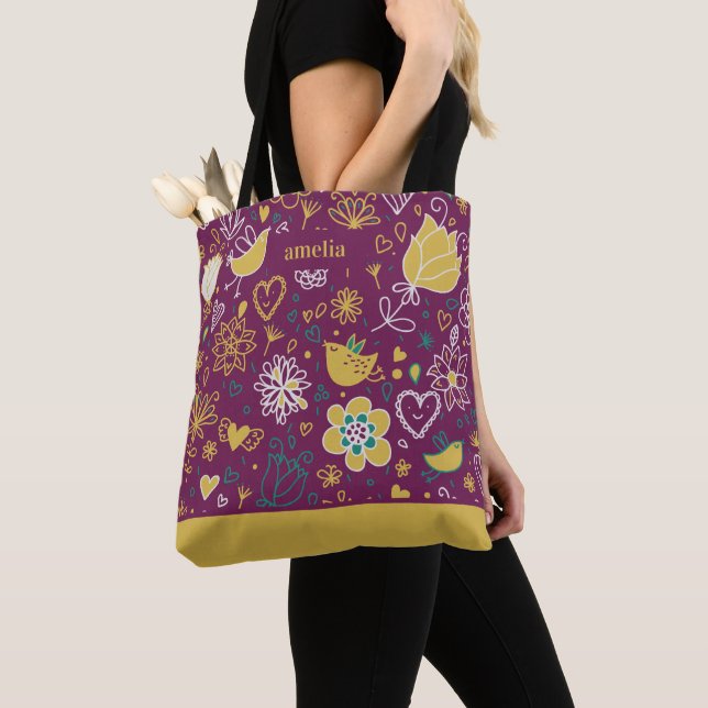 Lila und goldene Wimsy Tasche (Von Nahem)