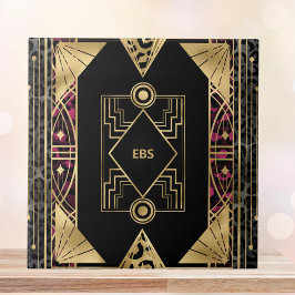 Lila und goldene Winkelzüge Art Déco Fliese