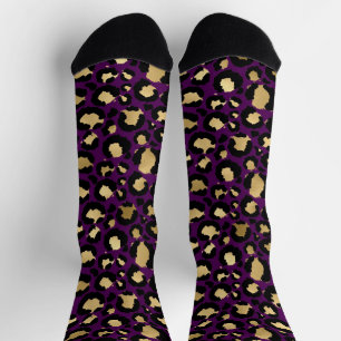 Lila und goldener Leopardrucktank Socken