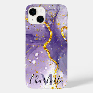 Lila und goldener Marmor Case-Mate iPhone 14 Hülle