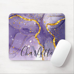 Lila und goldener Marmor Mousepad