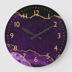 Lila und goldener Marmorschlauch Große Wanduhr