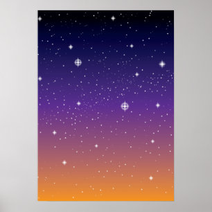Lila und goldener sternenklarer Sonnenuntergangshi Poster
