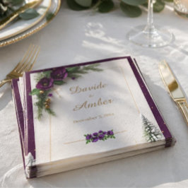 Lila und goldener Wintercocktail Serviette