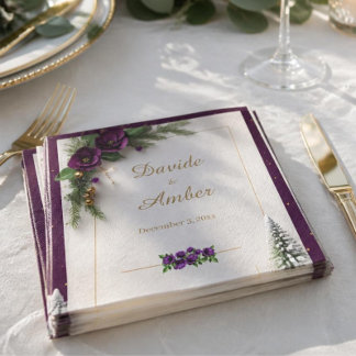 Lila und goldener Wintercocktail Serviette