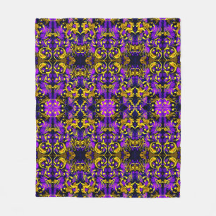 Lila und goldenes Jugendstil-Muster Fleecedecke