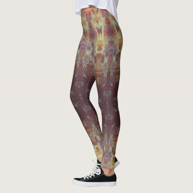 Lila und goldenes Muster Leggings (Links)