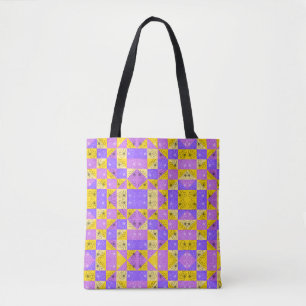 Lila und goldenes sommerliches florales nahtloses  tasche