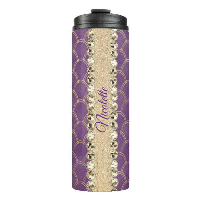 Lila- und Goldfolie Diamant Blend  Thermosbecher (Vorderseite)