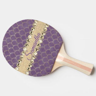 Lila- und Goldfolie Diamant Personalisiert Tischtennis Schläger