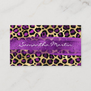 Lila und Goldfolie Leopard Pinselstrich Visitenkarte