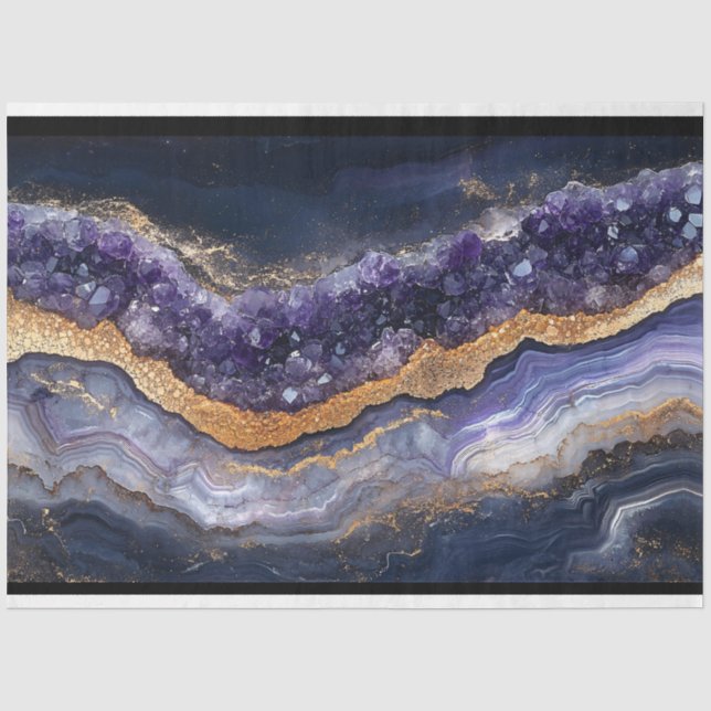 Lila und goldgeleichte Geodedekoupage Seidenpapier (Vorderseite)