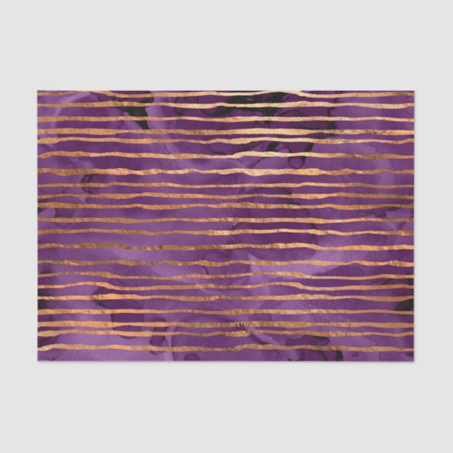 Lila und goldgestreiftes Muster Seidenpapier (Vorderseite)