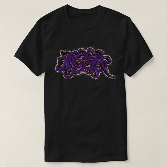 Lila und Goldgraffiti-Shirt T-Shirt (Design vorne)