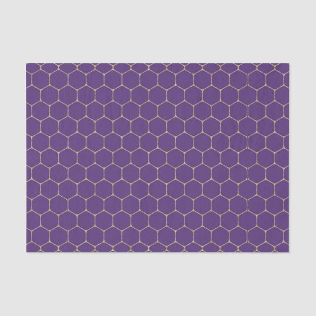 Lila- und GoldhoneyComb (Design 16 Lila Serie) Seidenpapier (Vorderseite)