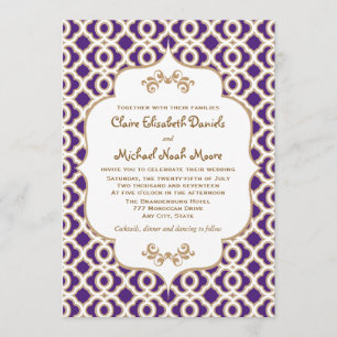 Lila und goldmarokkanische Hochzeiten Einladung