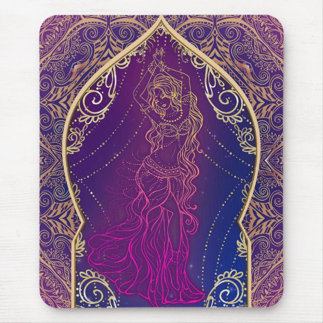 Lila- und Goldmarokkanischer Bengaltanz Mousepad (Vorne)