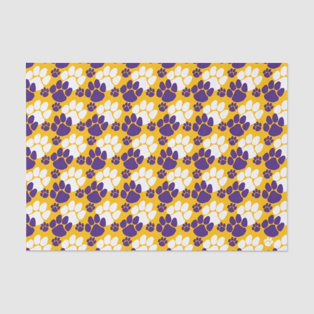Lila- und Goldpawprints Seidenpapier (Vorderseite)