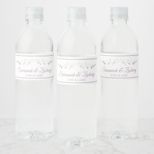 Lila und Grau Hochzeit Wasserflaschen Etiketten