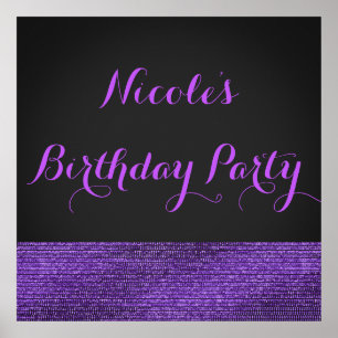 Lila und Grau Modern Glam Sequins Partybanner Poster
