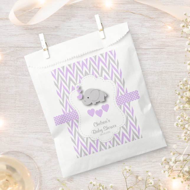 Lila und graue Elephant Babydusche 2 Geschenktütchen (Ausgeschnitten)