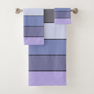 Lila und graue Farbstreifen auf Wasserfarbenpapier Badhandtuch Set