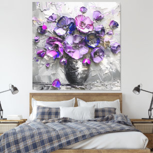 Lila und Graue Florale Kunst Drucke