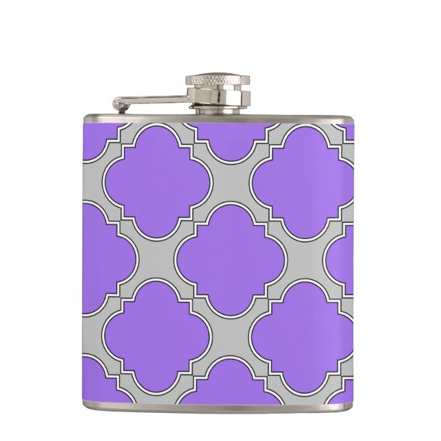 Lila und graue Quatrefolie Flachmann (Vorderseite)