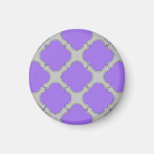 Lila und graue Quatrefolie Magnet