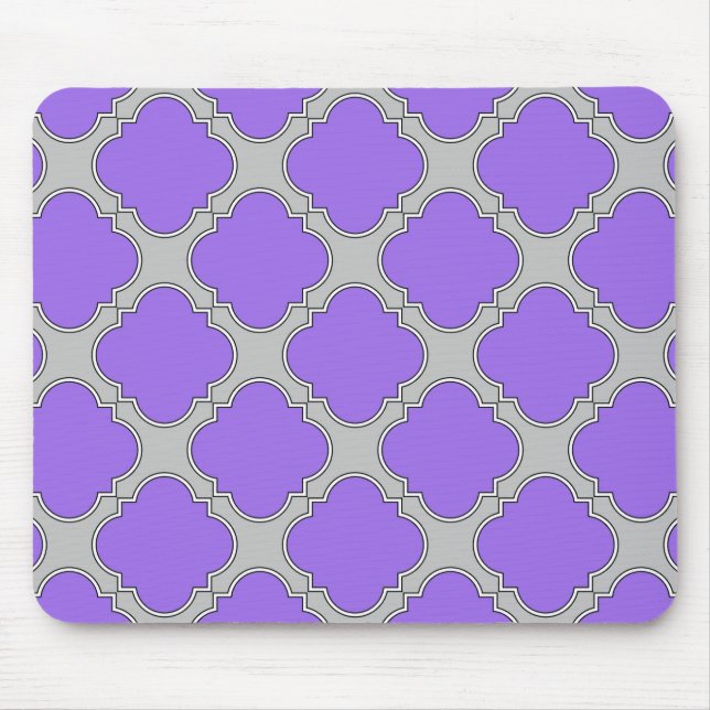 Lila und graue Quatrefolie Mousepad (Vorne)