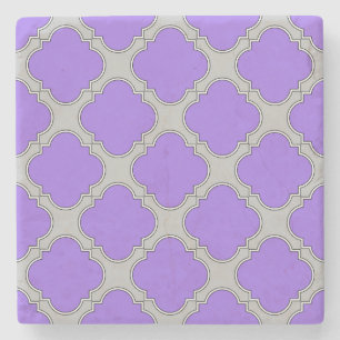 Lila und graue Quatrefolie Steinuntersetzer