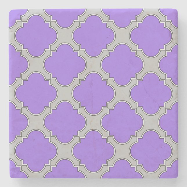 Lila und graue Quatrefolie Steinuntersetzer (Vorderseite)