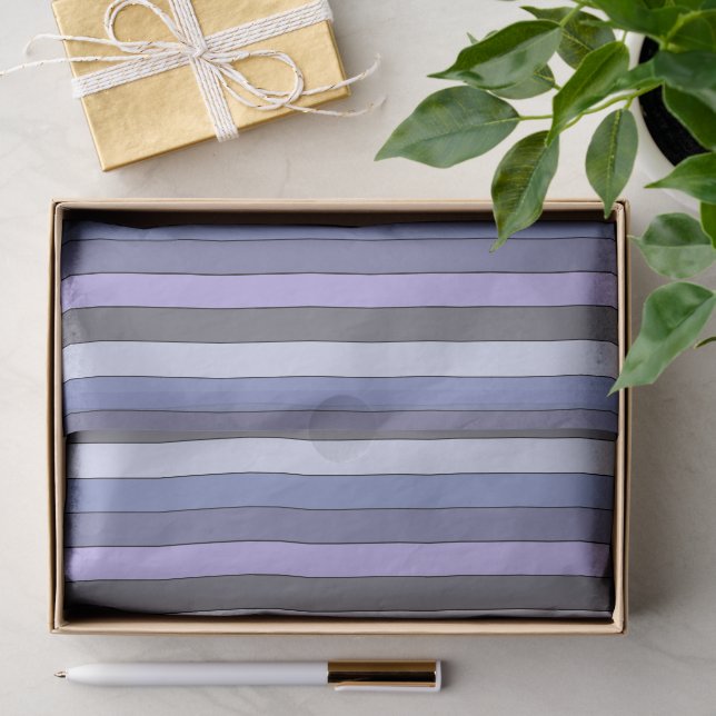 Lila und graue Streifen auf Wasserfarbpapier Seidenpapier (Geschenk)